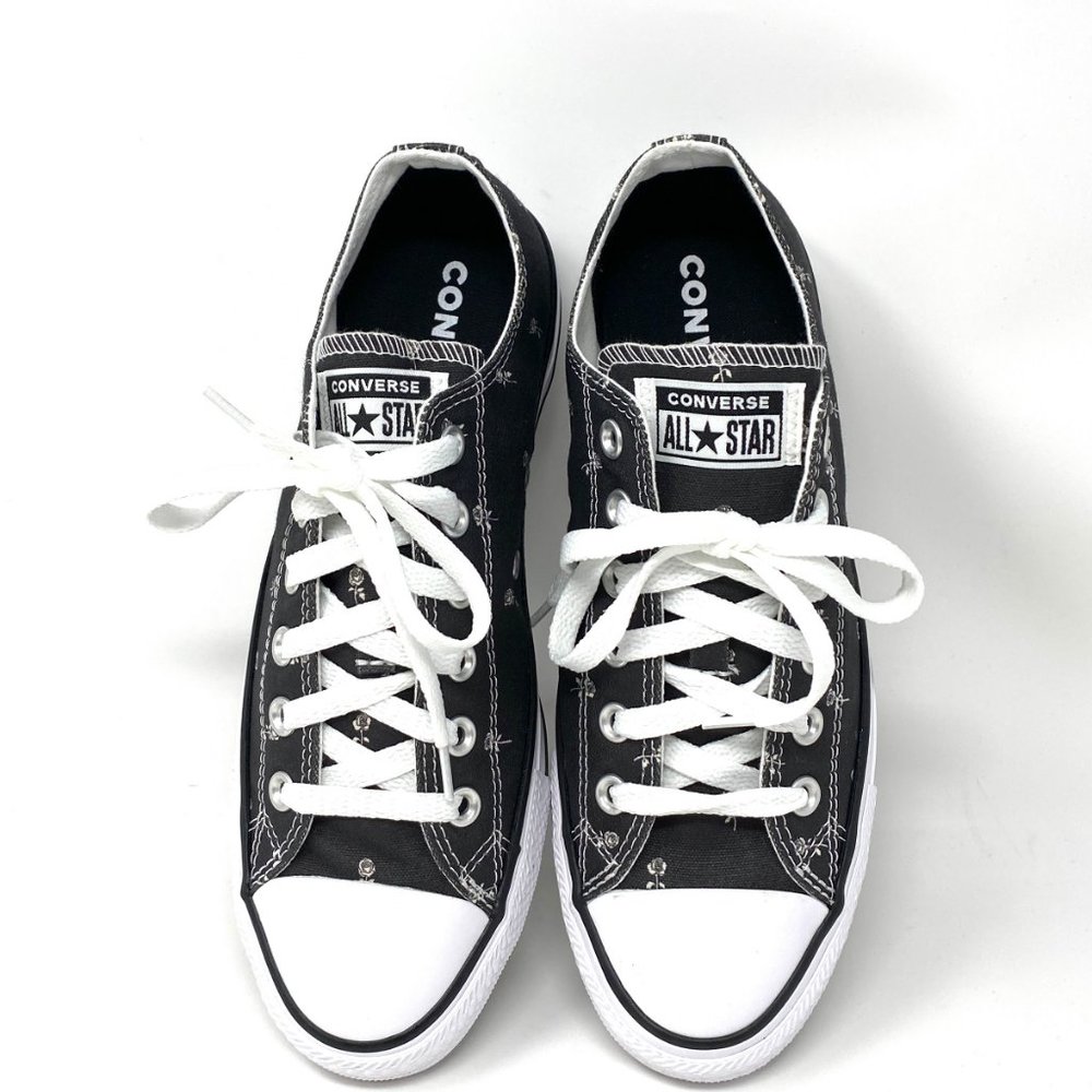 Converse 170990F Women CTAS OX Dainty Floral Black Canvas Low Sneaker AUTHENTIC_6